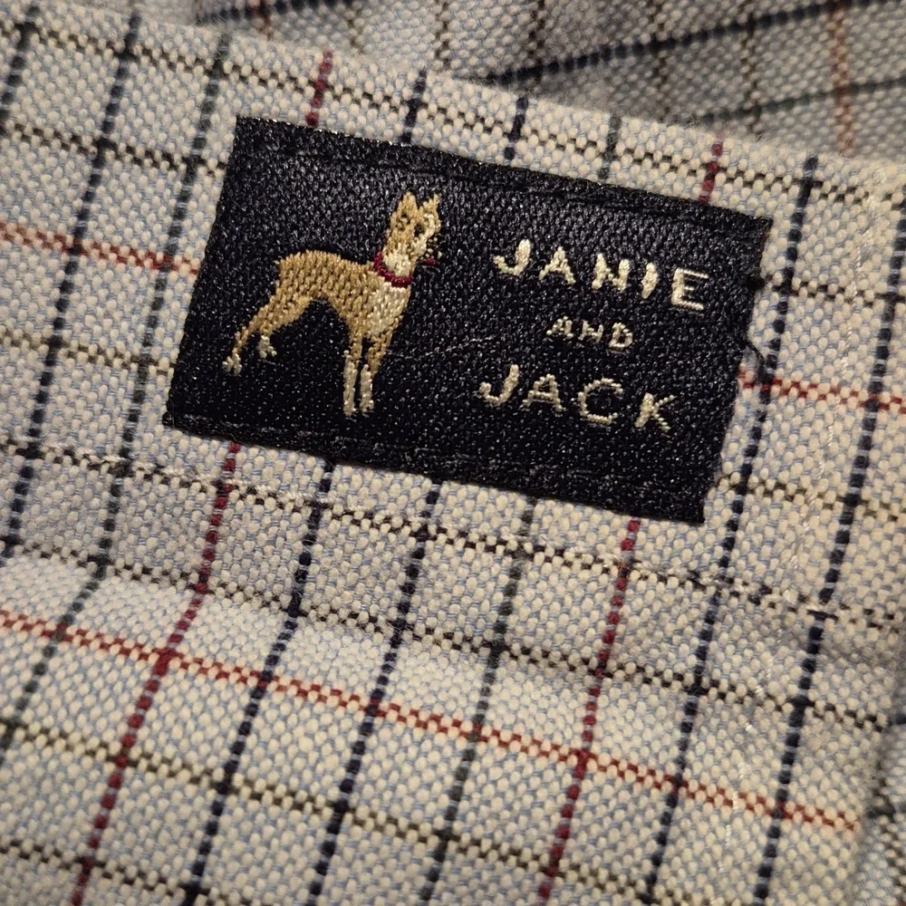 Janie and Jack boys size 3 button down shirt light blue, with red and blue lines - Picture 4 of 7